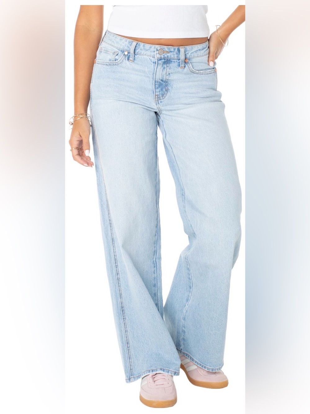 NWT Celebrity Pink Light Wash Wide Leg Jeans size 15 long 32”